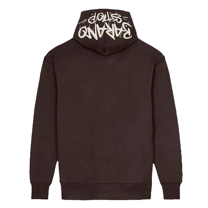 Sweat à capuche Baranostop Tag Marron / Blanc Crème