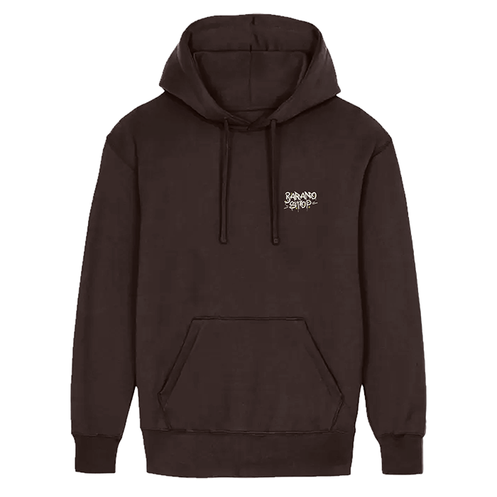 Sweat à capuche Baranostop Tag Marron / Blanc Crème